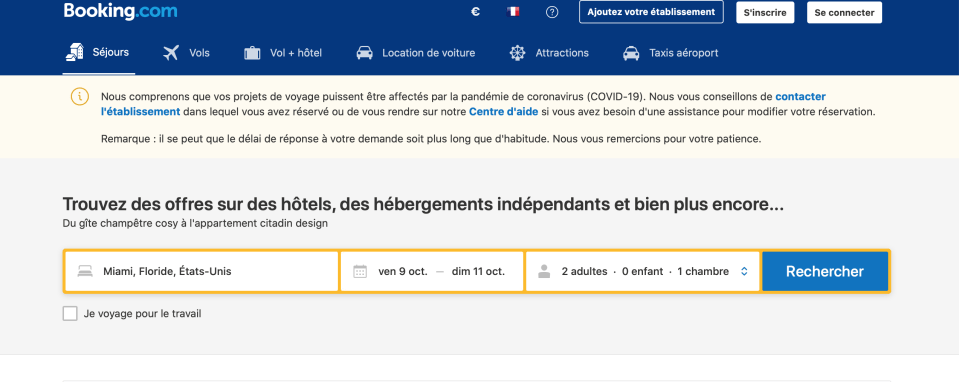 préparer un voyage : booking