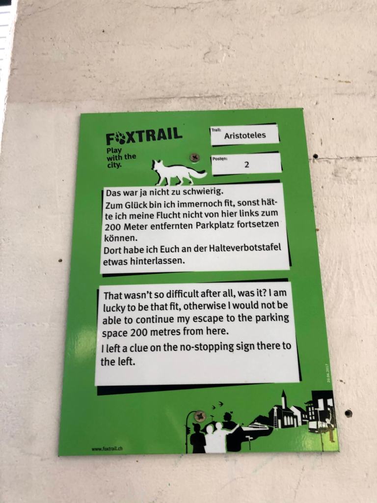 jeu de piste Foxtrail à Zurich