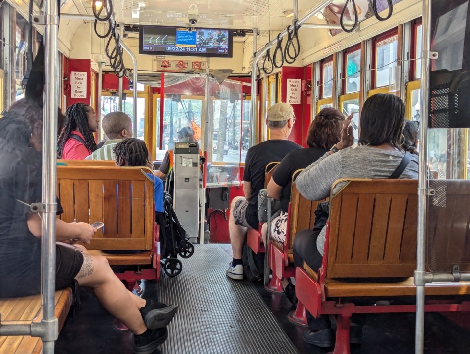 Tramway rouge à la Nouvelle Orléans