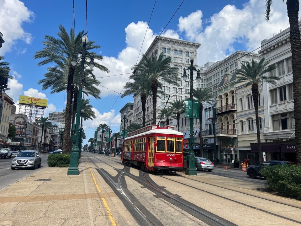 Tramway rouge à la Nouvelle Orléans