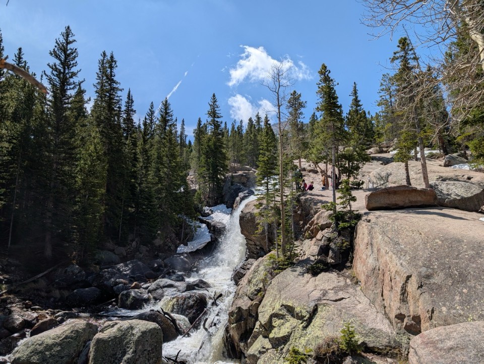 Alberta Falls, la cascade incontournable du Rocky Mountain National Park. 