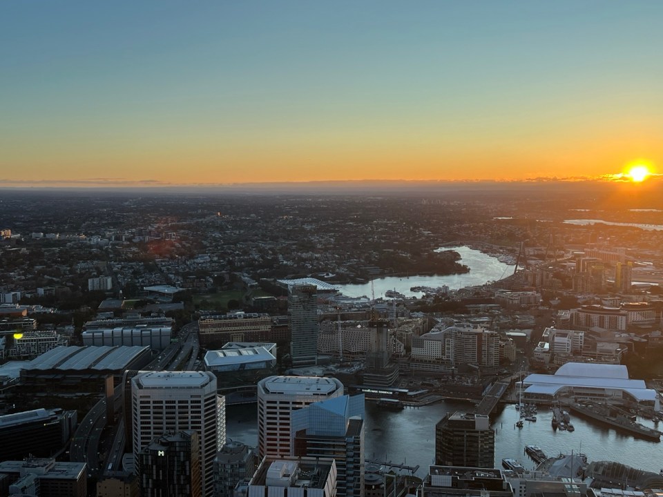 vue depuis la Sydney Tower Eye au coucher de soleil 